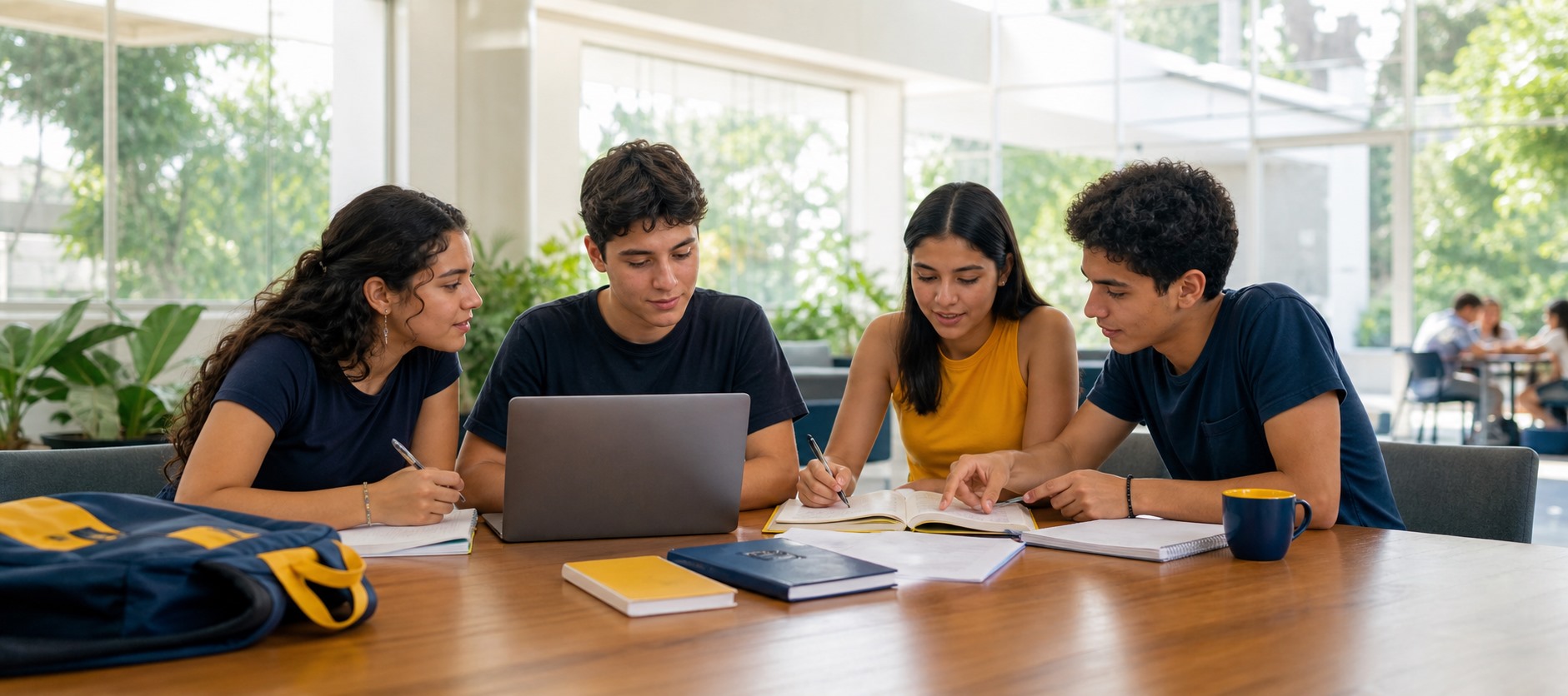 Estudiantes de CUEC estudiando juntos